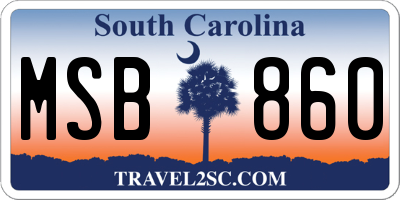 SC license plate MSB860