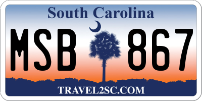 SC license plate MSB867