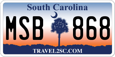 SC license plate MSB868
