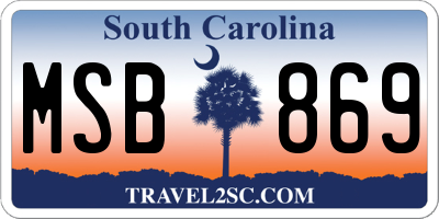 SC license plate MSB869