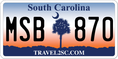 SC license plate MSB870