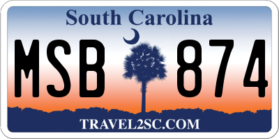 SC license plate MSB874