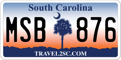 SC license plate MSB876