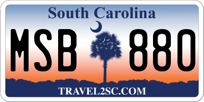 SC license plate MSB880