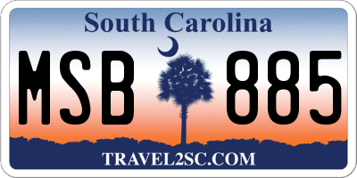 SC license plate MSB885