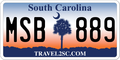 SC license plate MSB889