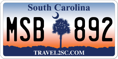 SC license plate MSB892