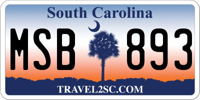 SC license plate MSB893