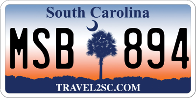 SC license plate MSB894