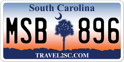 SC license plate MSB896