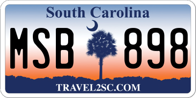 SC license plate MSB898