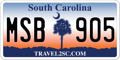 SC license plate MSB905