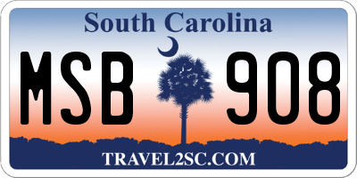 SC license plate MSB908