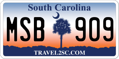 SC license plate MSB909