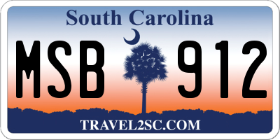 SC license plate MSB912