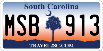 SC license plate MSB913