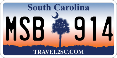 SC license plate MSB914