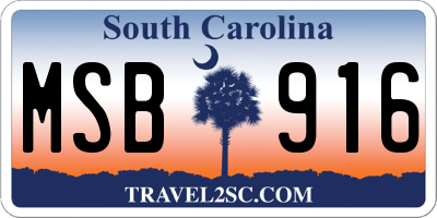 SC license plate MSB916