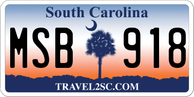 SC license plate MSB918