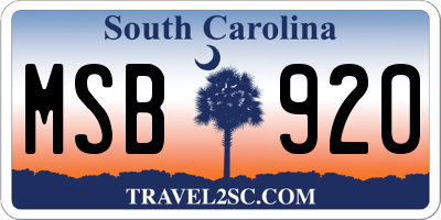 SC license plate MSB920