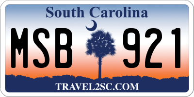 SC license plate MSB921