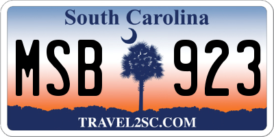SC license plate MSB923