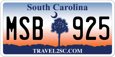 SC license plate MSB925