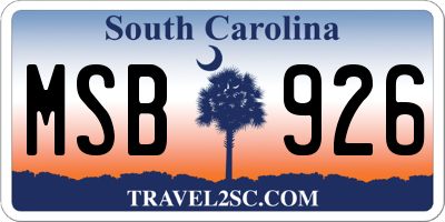 SC license plate MSB926