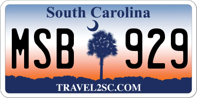 SC license plate MSB929