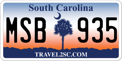 SC license plate MSB935
