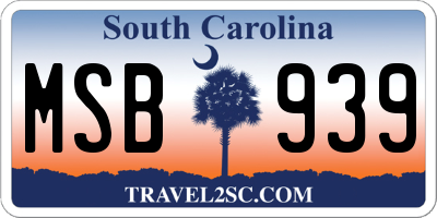 SC license plate MSB939