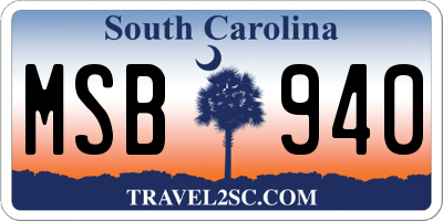 SC license plate MSB940