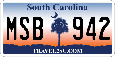 SC license plate MSB942