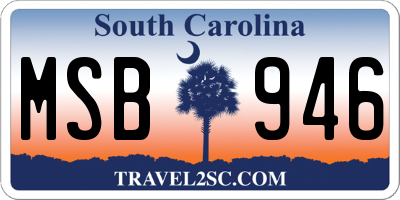 SC license plate MSB946