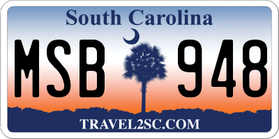 SC license plate MSB948