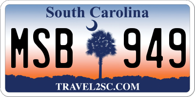 SC license plate MSB949