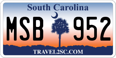SC license plate MSB952