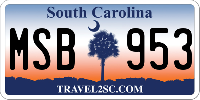 SC license plate MSB953