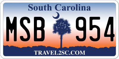 SC license plate MSB954