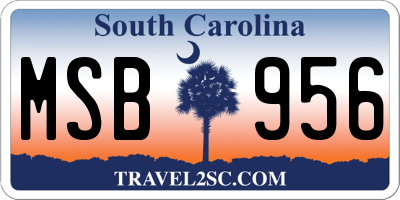 SC license plate MSB956