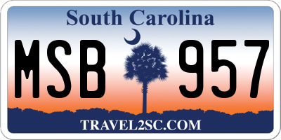 SC license plate MSB957