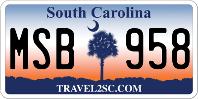 SC license plate MSB958