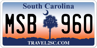 SC license plate MSB960