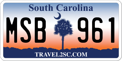 SC license plate MSB961