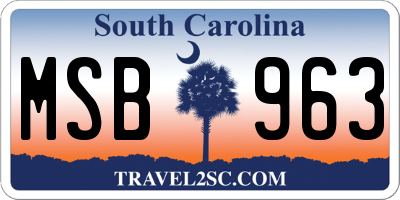 SC license plate MSB963