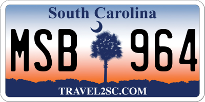 SC license plate MSB964