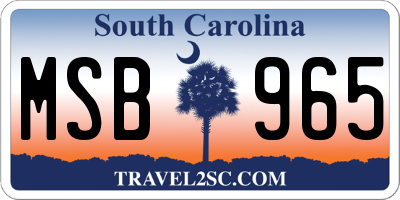SC license plate MSB965