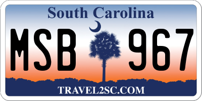 SC license plate MSB967