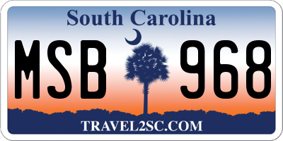 SC license plate MSB968