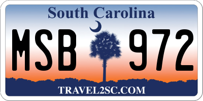 SC license plate MSB972